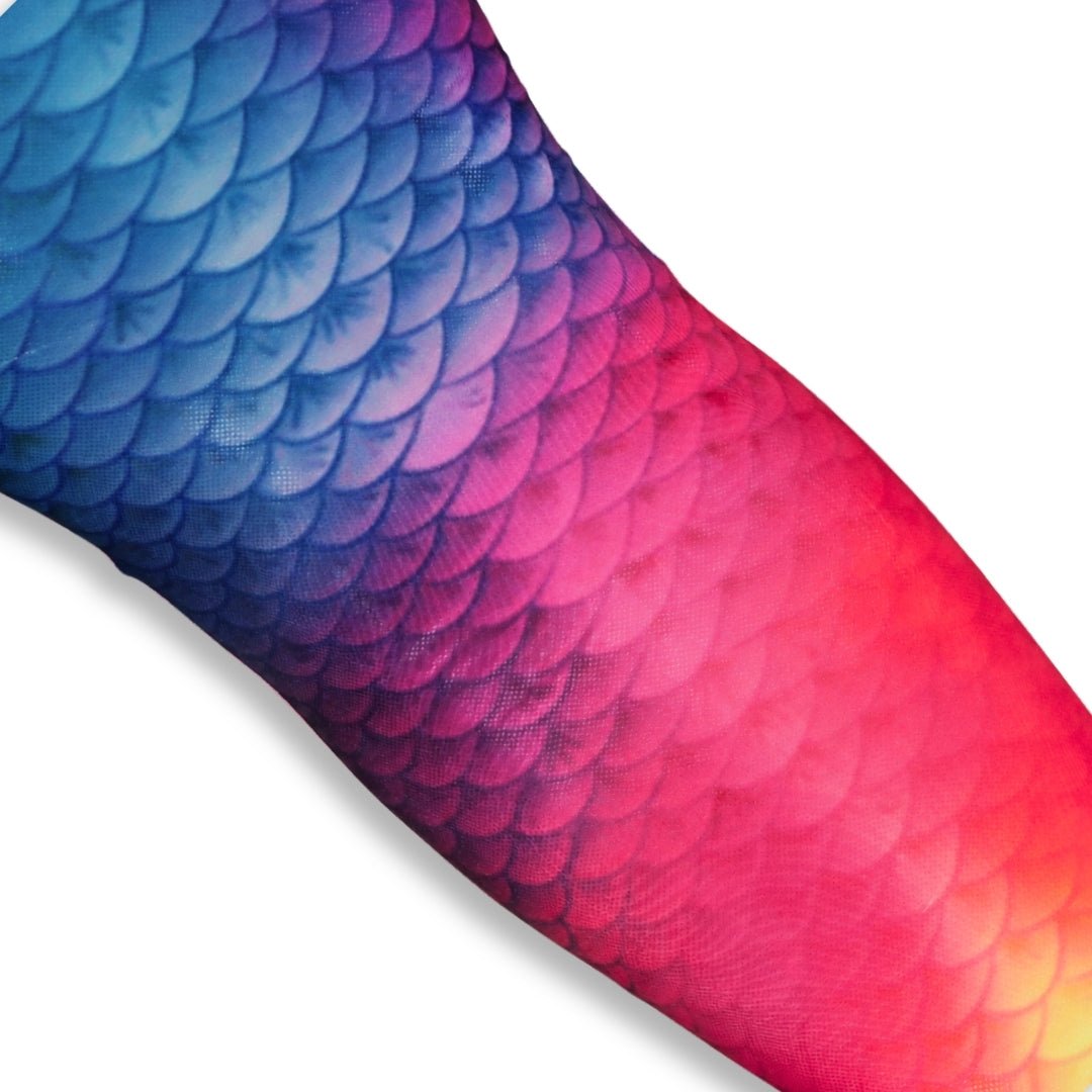 Kleurrijke zeemeerminstaart Sunny Sunset met een verloop van blauw naar warm roze, perfect voor comfortabel zwemmen.