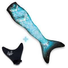 Lichtgewicht zeemeerminstaart Sparkle Splash in diepe blauwtinten met sprankelende accenten, perfect voor comfortabel zwemmen