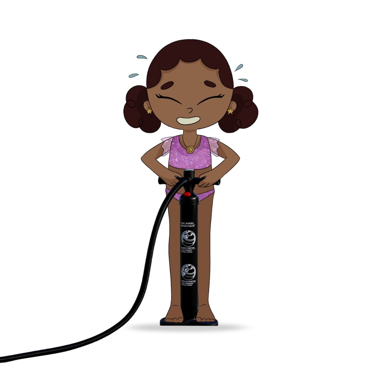 MMS AirTrack handpomp double action in gebruik voor oppompen van AirTrack