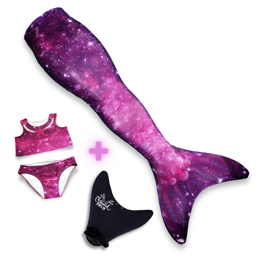 Lichtgewicht zeemeerminstaart in paarstinten met bijpassende bikini, perfect voor comfortabel zwemmen met de Star of the Sea 