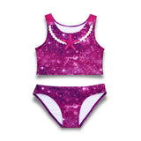 Bikiniset Star of the Sea Purple in paars met schelpenprint en stervormige applicatie, perfect voor zwemmen.