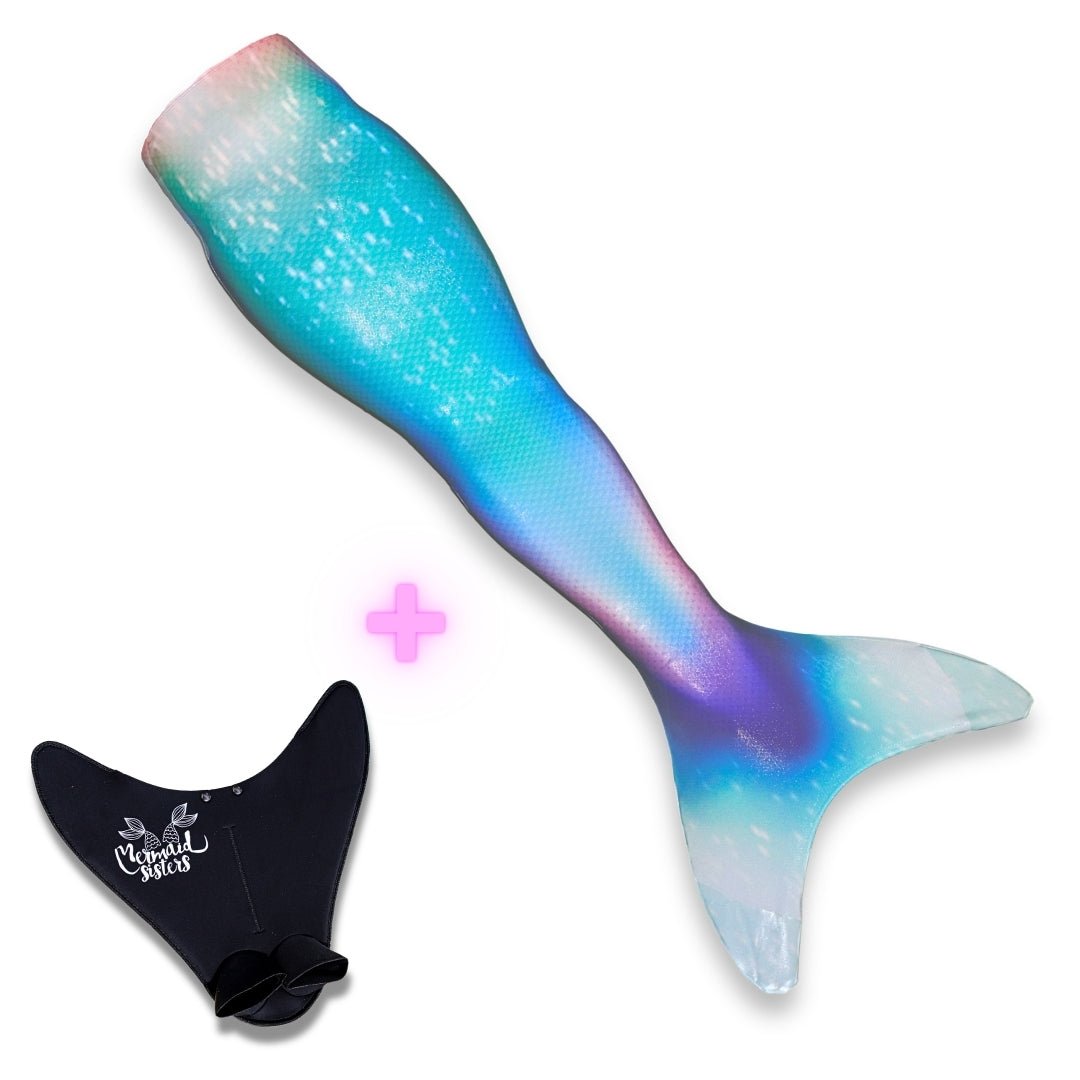 Lichtgewicht zeemeerminstaart Prinses Ariel in blauw-paarse tinten, ideaal voor comfortabel zwemmen en spelen.