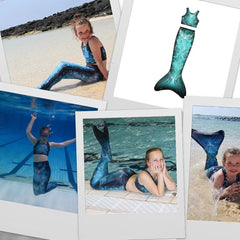 Kind gebruikt zeemeermin staart met monovin – Mermaid Sisters