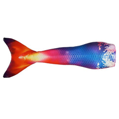 Losse zeemeermin staart Sunny Sunset in rood, geel en blauw design – Mermaid Sisters